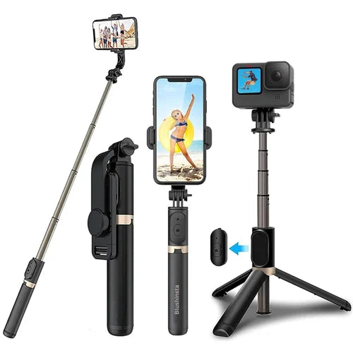 MK R1 Bluetooth Selfie Sticks with Remote and Selfie, 3-in-1