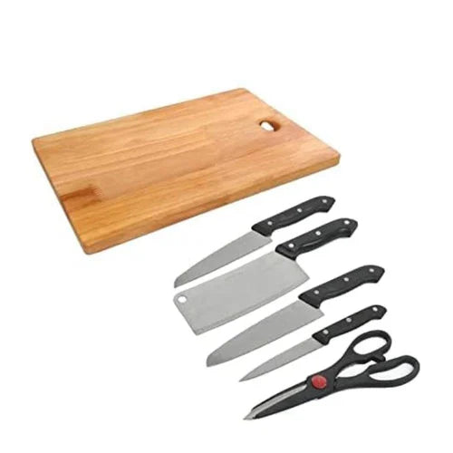MK Wooden Chopping Board Knife Set Scisso